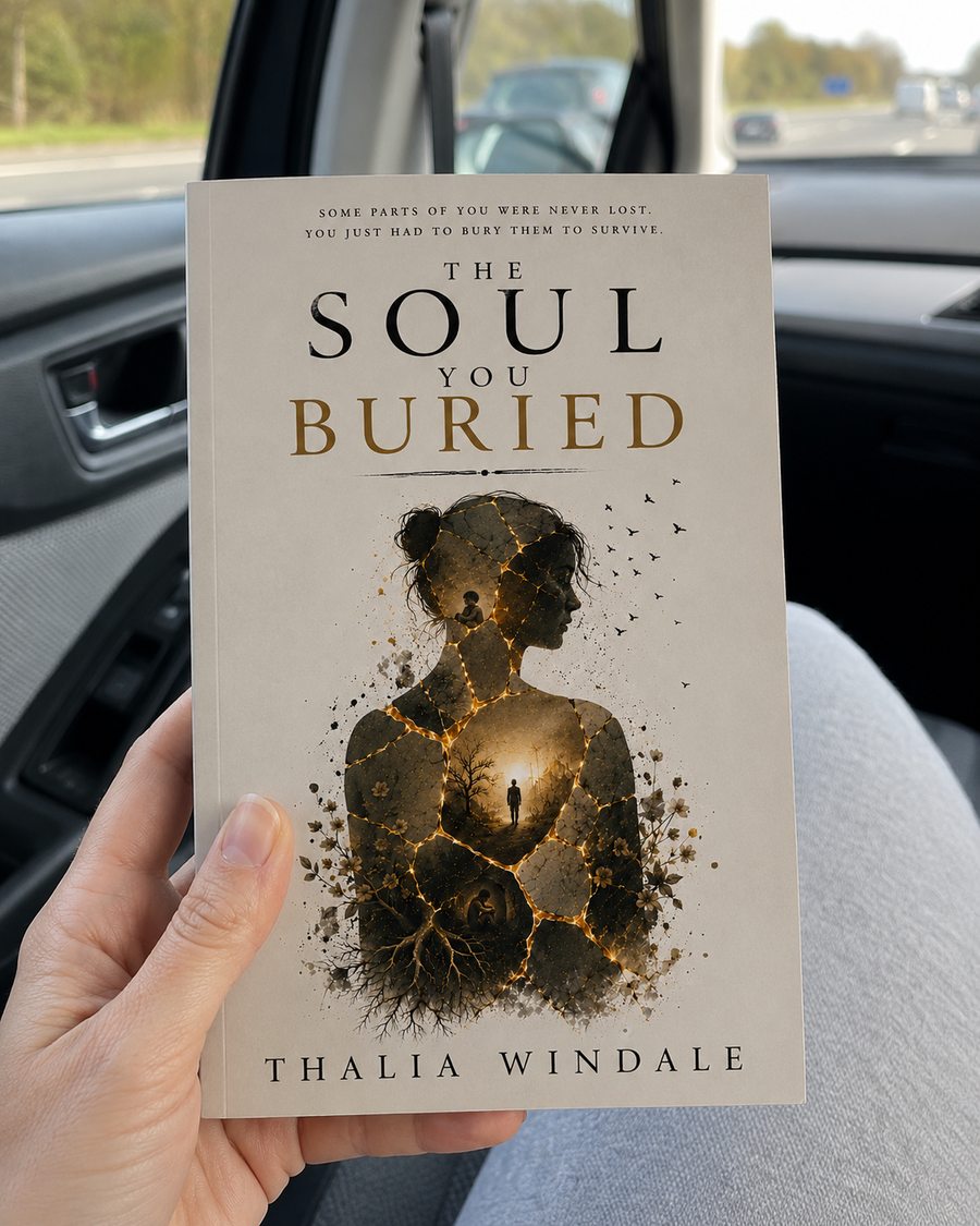The Soul You Buried paperback held in hand, cover facing out